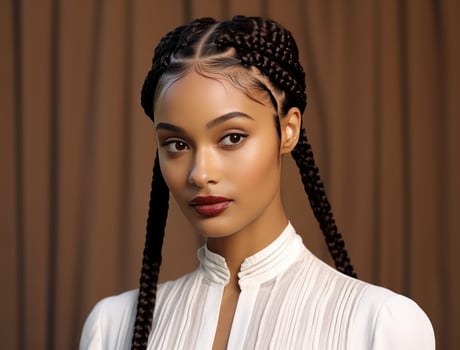 AI generated a black woman with braids on the head photo