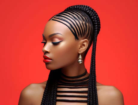 AI generated a young woman has braided hair photo