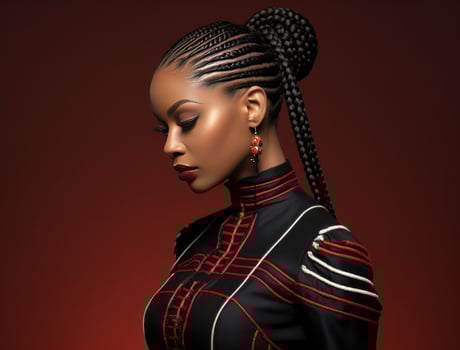 AI generated a young woman has braided hair photo