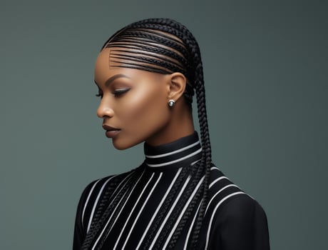 AI generated a young woman has braided hair photo