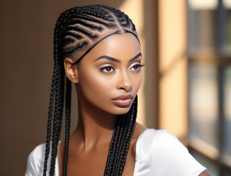 AI generated black model girl with braid hairstyles photo