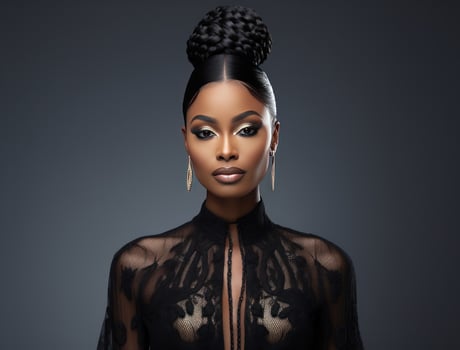 AI generated black model girl with braid hairstyles photo