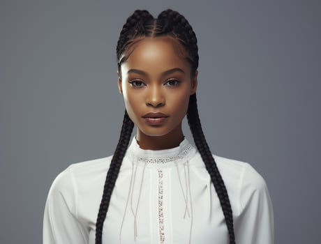 AI generated black model girl with braid hairstyles photo