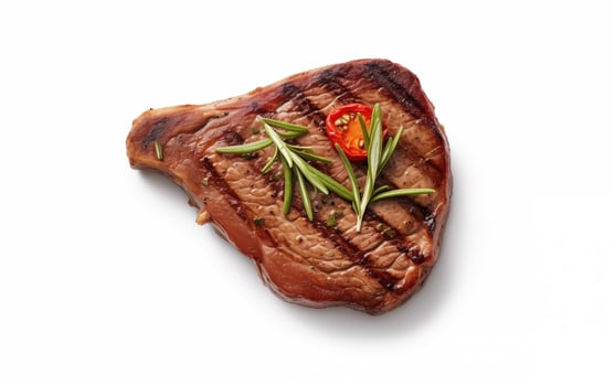 AI generated Grilled pork or beef steaks with chilli Isolated on White background photo