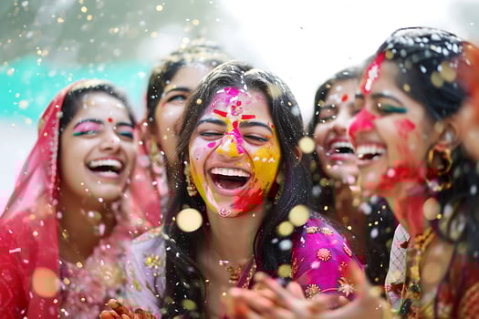 AI generated Exuberant Holi Celebration. Laughter and Colors photo
