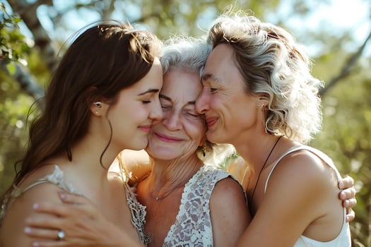 AI generated Mother, Daughter, and Grandmother Loving Embrace photo