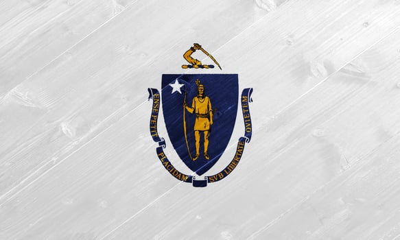 Flag of Massachusetts USA state on a textured background. Concept collage. photo