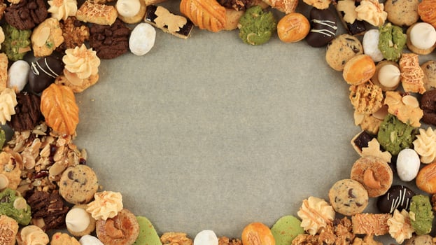 Food Frame made from Cookies Lebaran Eid Al Fitr Kuih, photo