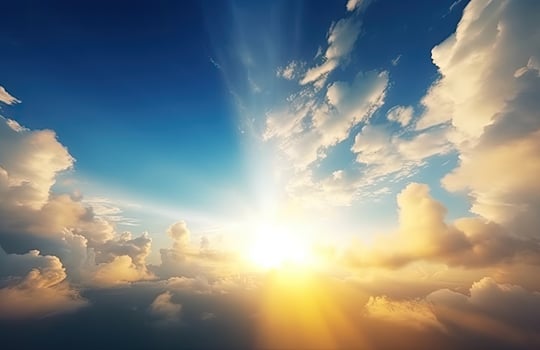 AI generated Beautiful colorful cloudscape sunset with sun rays photo