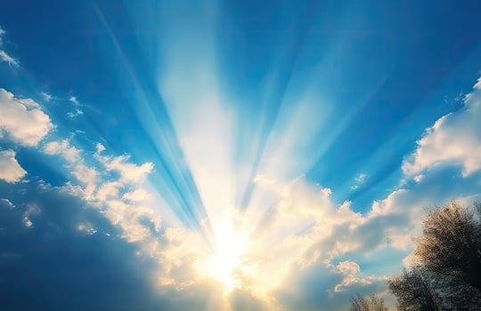 AI generated Beautiful colorful cloudscape sunset with sun rays photo