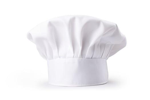 AI generated Isolated white chef's hat on white background photo