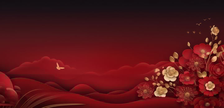 AI generated chinese new year background with flowers photo