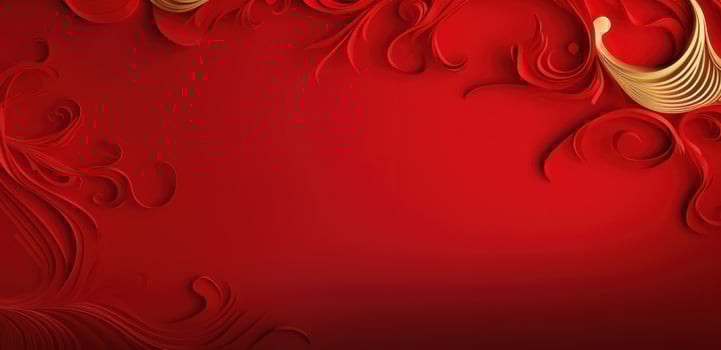 AI generated red background with gold decoration photo