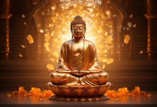 AI generated the golden buddha in a meditation position photo