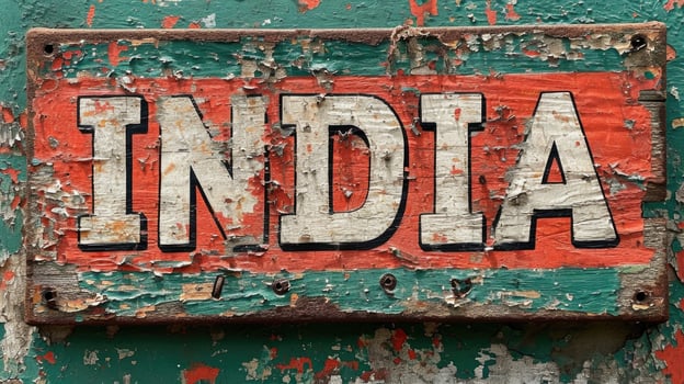 AI generated Old wooden background with the word India on it. photo