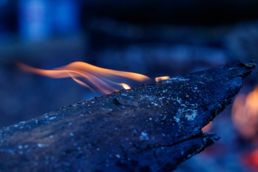texture flame from burning logs at night photo