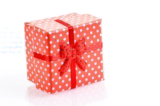 beautiful new year red gift boxes on white background photo