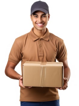 AI generated Male Postman Delivering Package, AI Generated photo