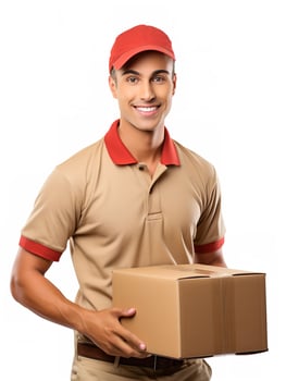 AI generated Male Postman Delivering Package, AI Generated photo