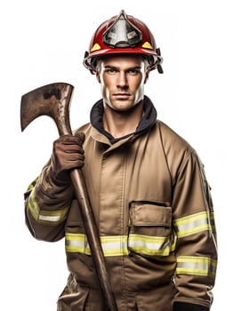 AI generated Brave Male Firefighter in Action, AI Generated photo