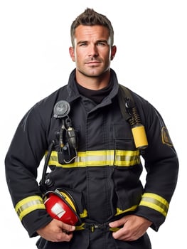 AI generated Brave Male Firefighter in Action, AI Generated photo