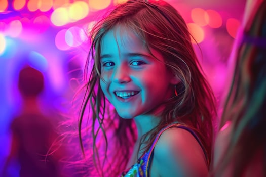 AI generated a young girl smiling while at a party photo
