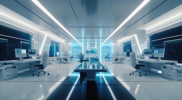 AI generated modern and futuristic office photo