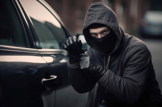 AI generated Car thief breaking stealing. Generate Ai photo