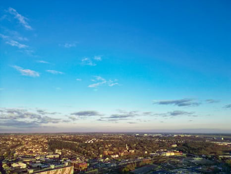High Angle View of Central Luton City of England UK during Sunset Time. December 1st, 2023 photo