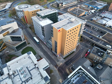 High Angle View of Central Luton City of England UK during Sunset Time. December 1st, 2023 photo