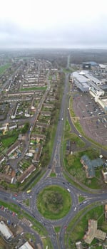 Aerial Panoramic View of Corby Town of England United Kingdom During Cloudy and Rainy Weather of Winter. January 11th, 2024 photo