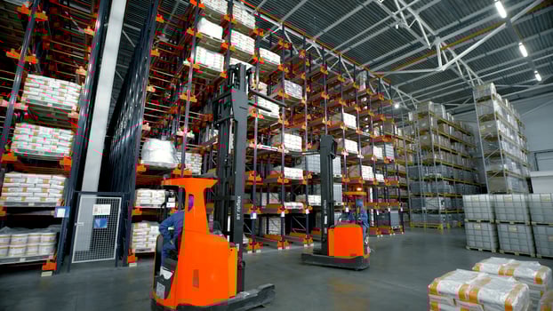 Madrid-Spain, October 8, 2022. Creative.A large bright warehouse with working equipment where the packed ordered goods are laid out. photo