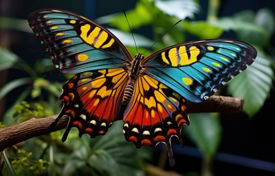 AI generated Colorful butterfly perched on a branch, insects and butterflies photo