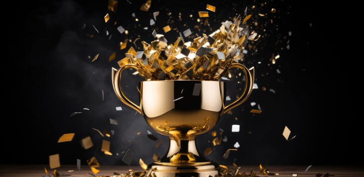 AI generated golden cup on background photo