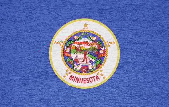 Flag of Minnesota state USA on a textured background. Concept collage. photo