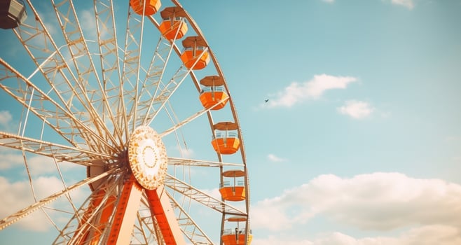 AI generated beautiful ferris wheel with blue sky photo