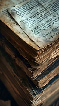 AI generated Intricacies of ink on antique book pages, background image, AI generated photo