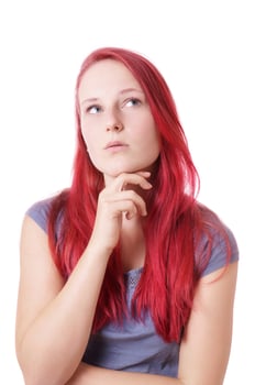young woman lost in thought photo