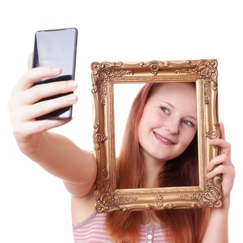 selfie with picture frame photo