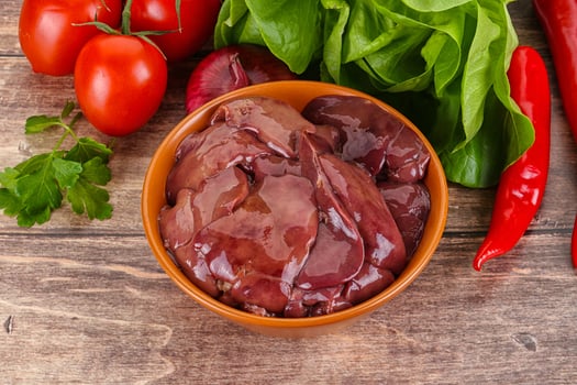 Raw chicken liver for cooking photo