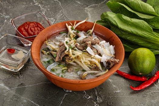 Vietnamese soup Pho Bo with beef photo
