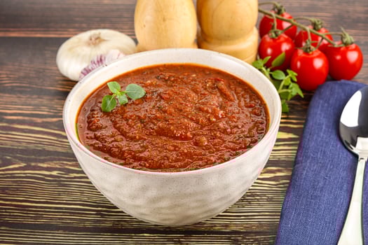 Spanish traditional gazpacho tomato soup photo