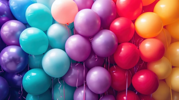 AI generated A stunning display of balloons in various hues against a backdrop of birthday excitement photo