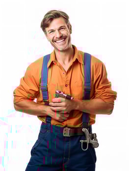 AI generated Expert Male Plumber with Tools, AI Generated photo