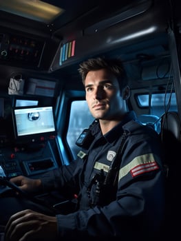 AI generated Dedicated Male Paramedic on Duty, AI Generated photo