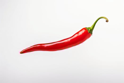 AI generated Red hot pepper levitates on a white background copyspace Generative AI photo
