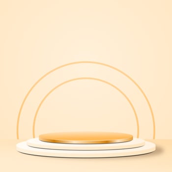 3D Product Display Gold Podium Background For Cosmetic photo