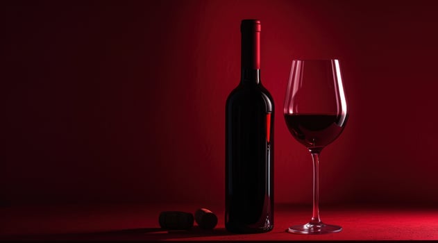 AI generated a glass of red wine on a table with cranberries on the top photo