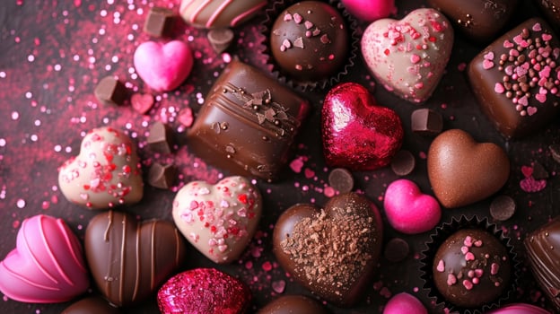 AI generated Candy hearts, chocolates, and delightful treats set against a love-filled background photo
