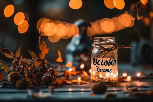 AI generated Candle light in a glass jar on the background of a beautiful autumn landscape photo